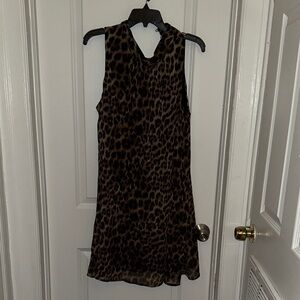 Tommy Hilfiger Leopard Print Sleeveless Mini Dress - Brown/Black
